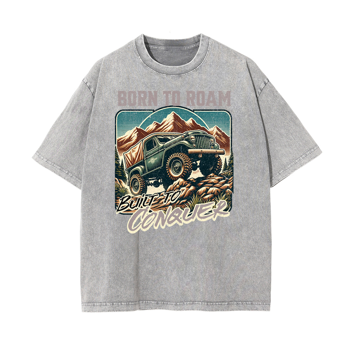 Camiseta con estampado retro revival lavado a la piedra