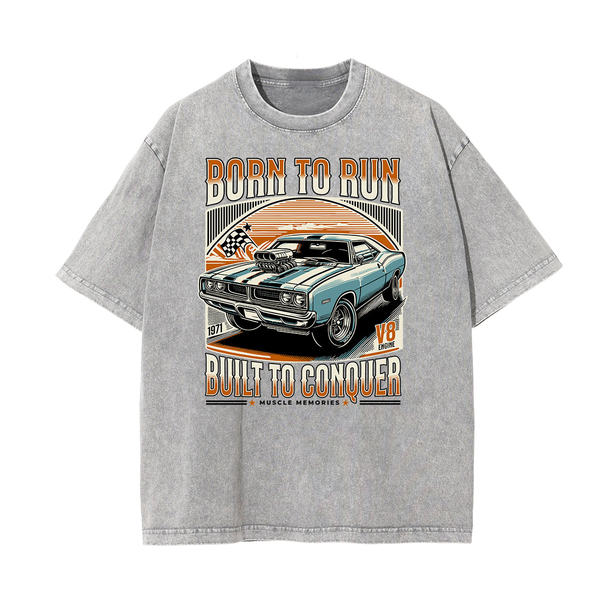 Camiseta con estampado retro revival lavado a la piedra