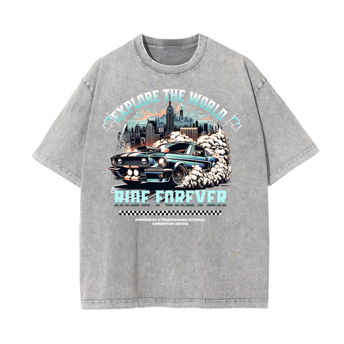 Camiseta con estampado retro revival lavado a la piedra