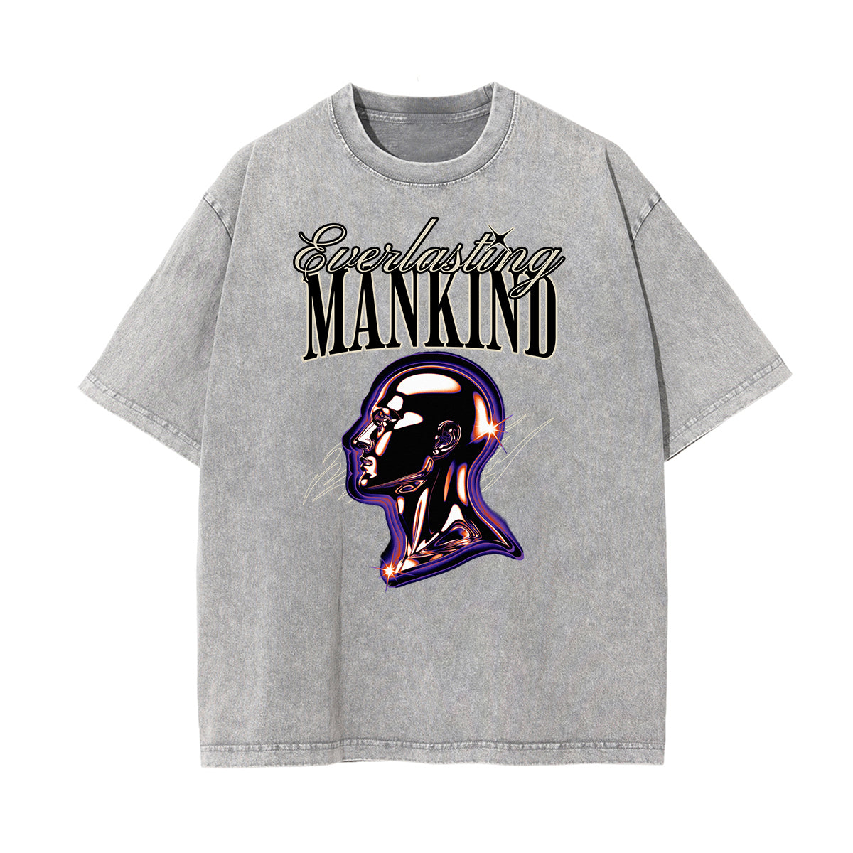 Camiseta con estampado retro revival lavado a la piedra