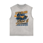 Camiseta sin mangas con estampado retro desgastado