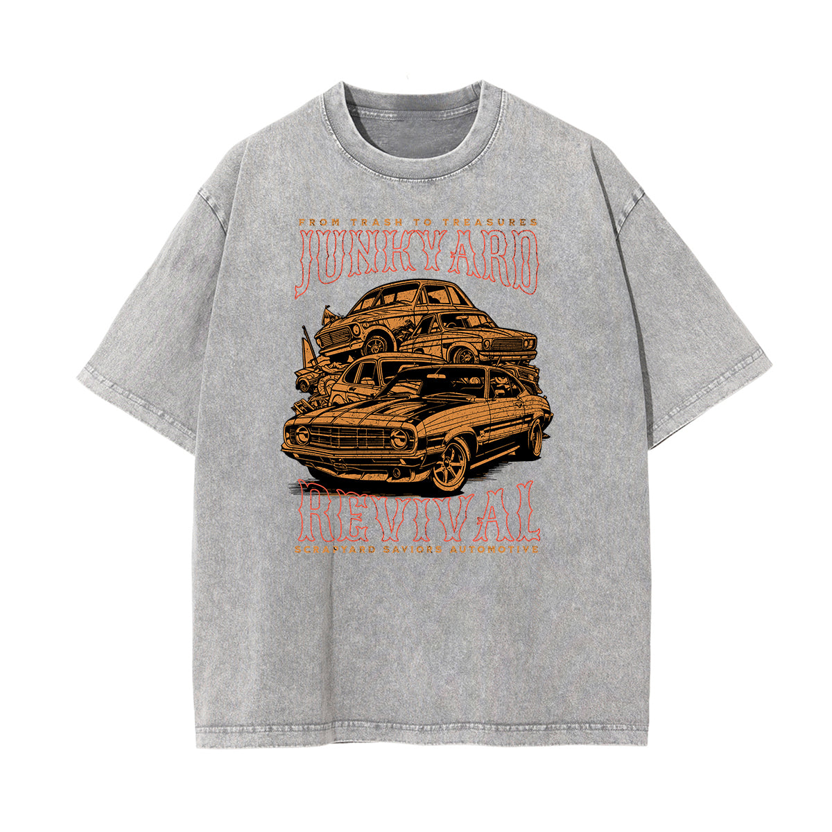 Camiseta con estampado retro revival lavado a la piedra