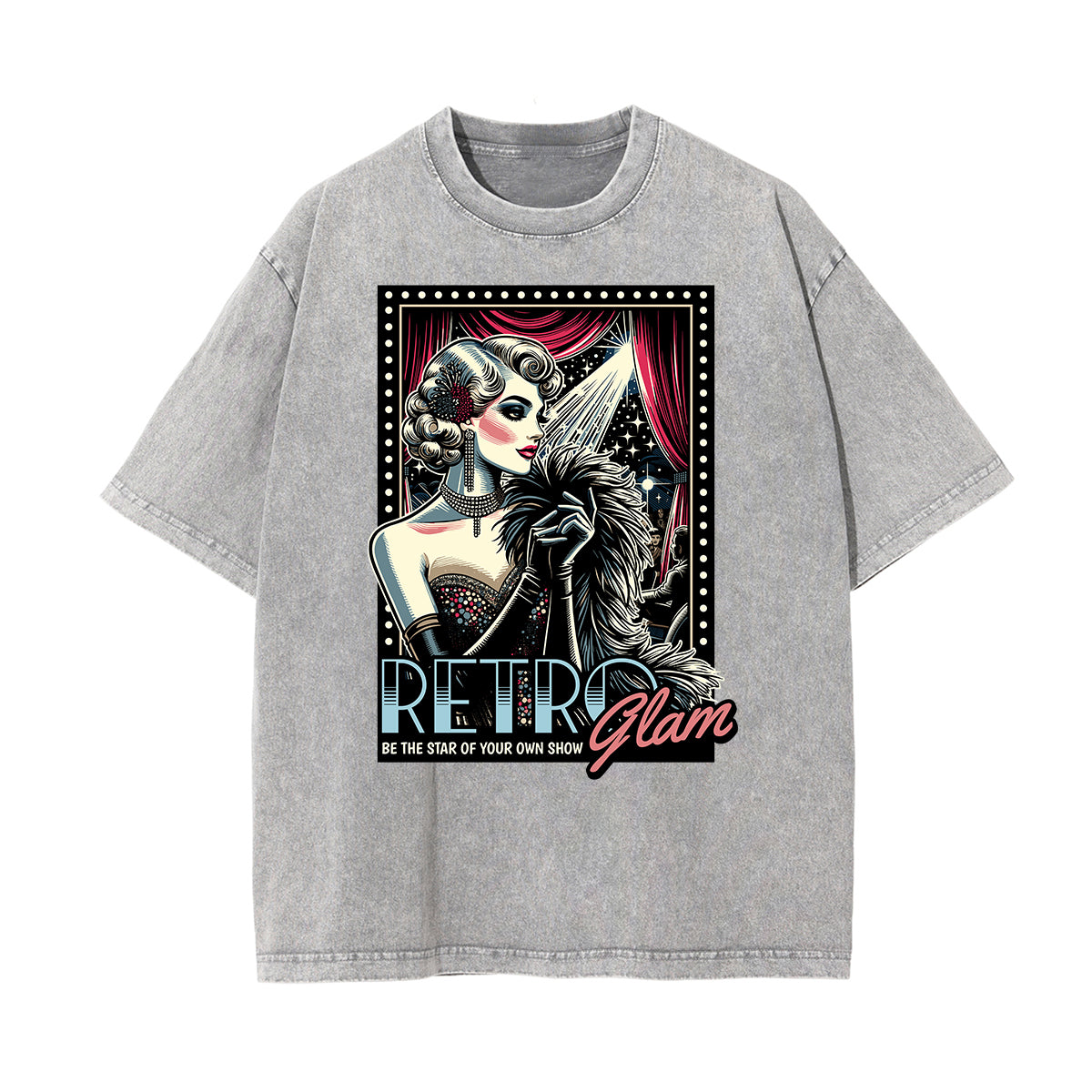 Camiseta con estampado retro revival lavado a la piedra