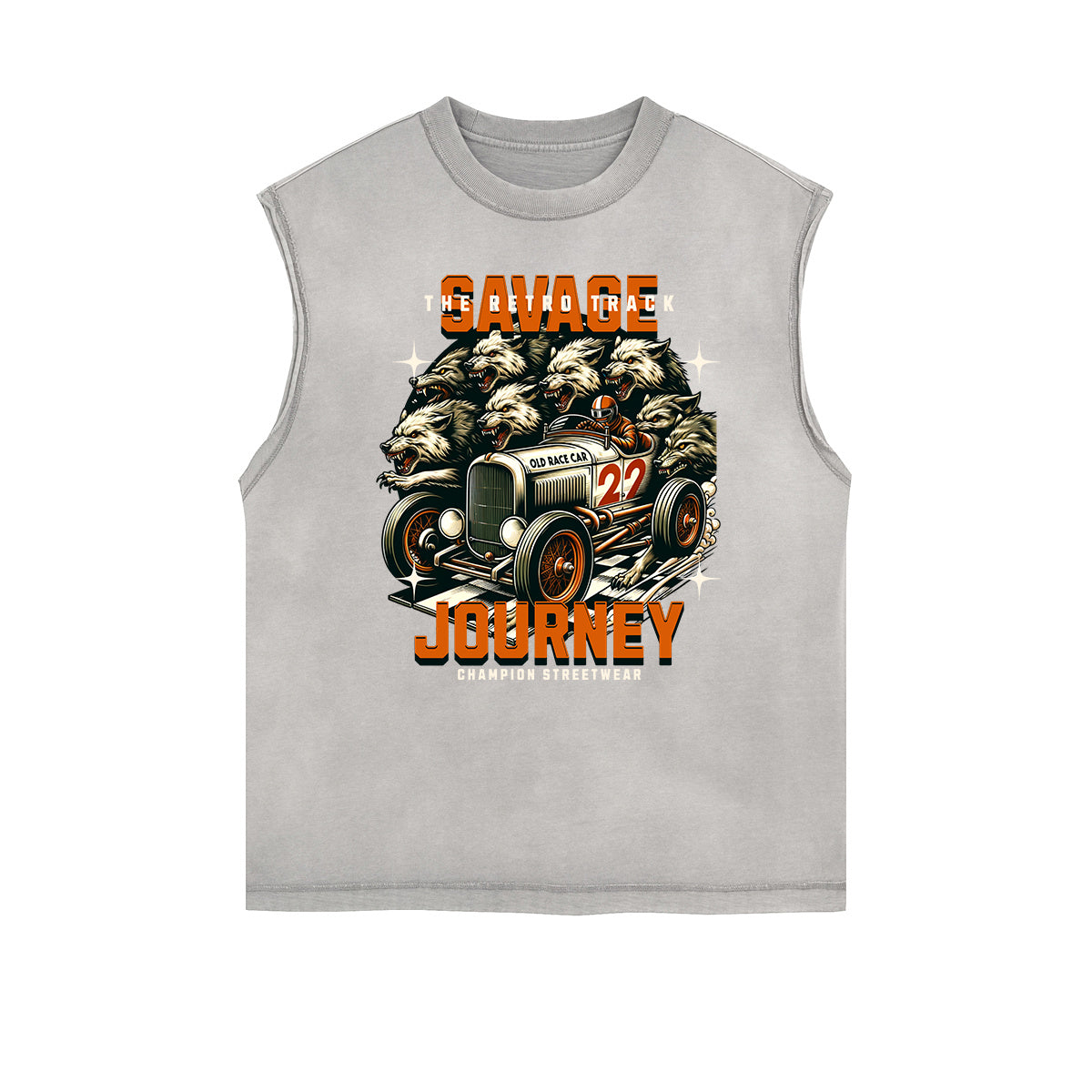 Camiseta sin mangas con estampado retro desgastado