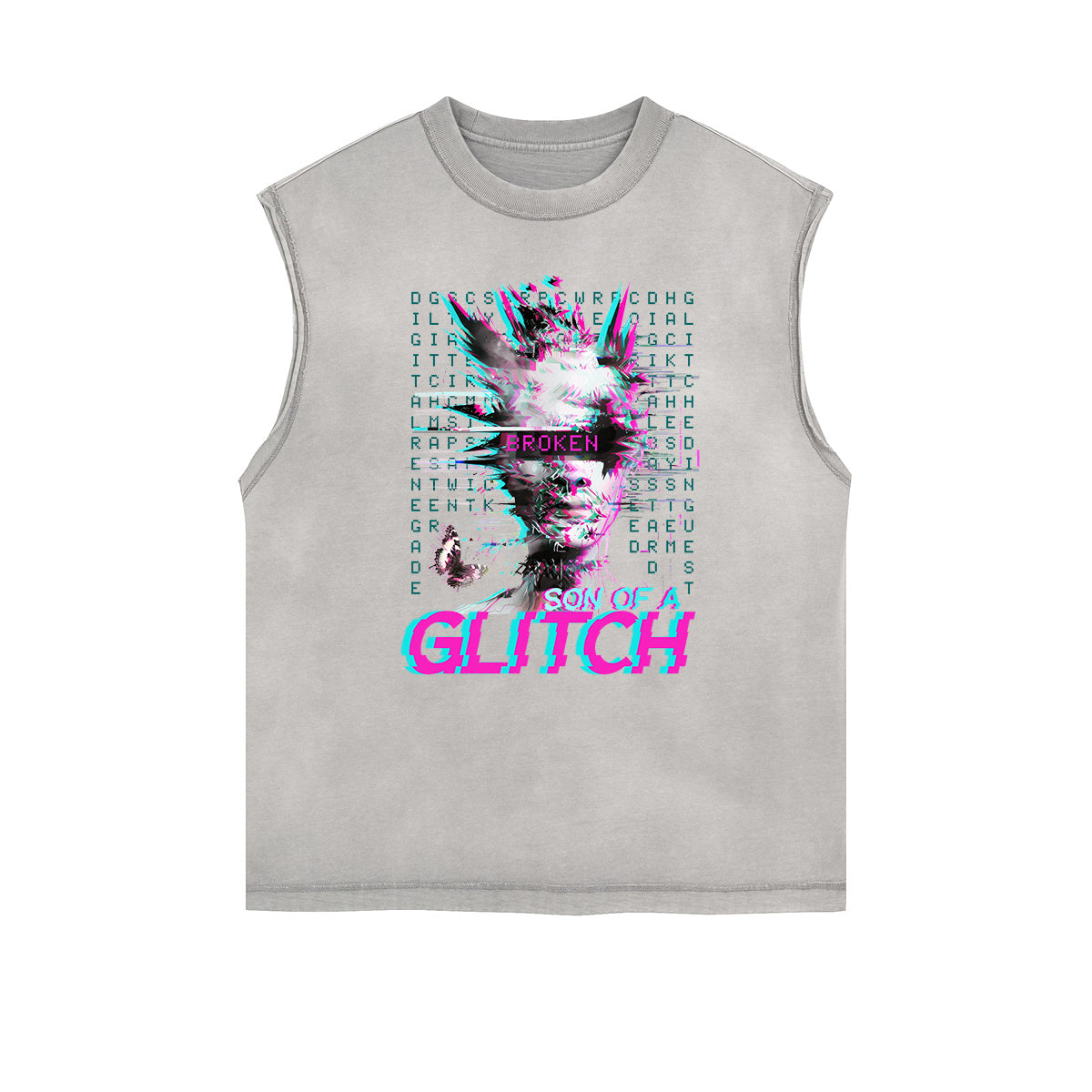 Camiseta sin mangas con estampado de arte abstracto desgastado