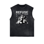 Camiseta sin mangas con gráfico de arte abstracto con bordes deshilachados