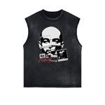 Camiseta sin mangas con gráfico de arte abstracto con bordes deshilachados