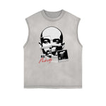 Camiseta sin mangas con estampado de arte abstracto desgastado