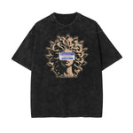 Camiseta de algodón con gráfico de arte abstracto lavado