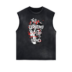 Camiseta sin mangas con gráfico de arte abstracto con bordes deshilachados