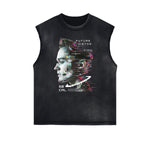 Camiseta sin mangas con gráfico de arte abstracto con bordes deshilachados