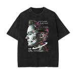 Camiseta de algodón con gráfico de arte abstracto lavado