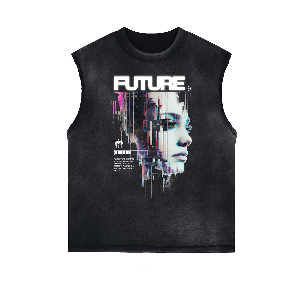 Camiseta sin mangas con gráfico de arte abstracto con bordes deshilachados