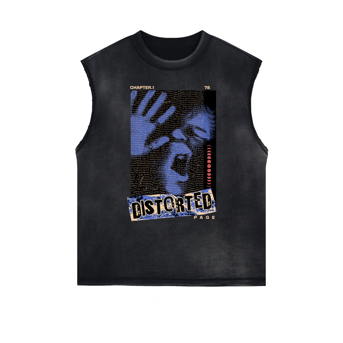 Camiseta sin mangas con gráfico de arte abstracto con bordes deshilachados