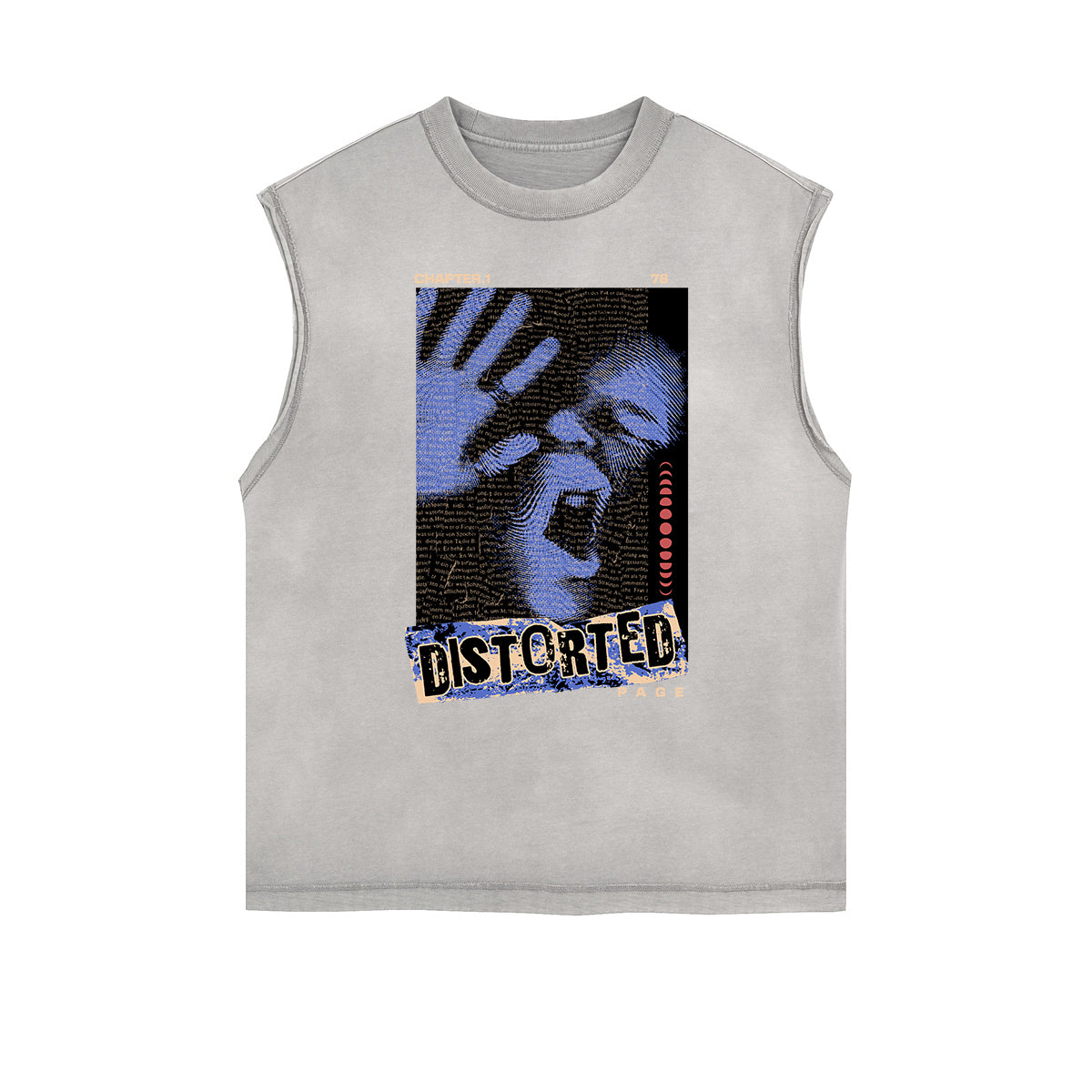 Camiseta sin mangas con estampado de arte abstracto desgastado