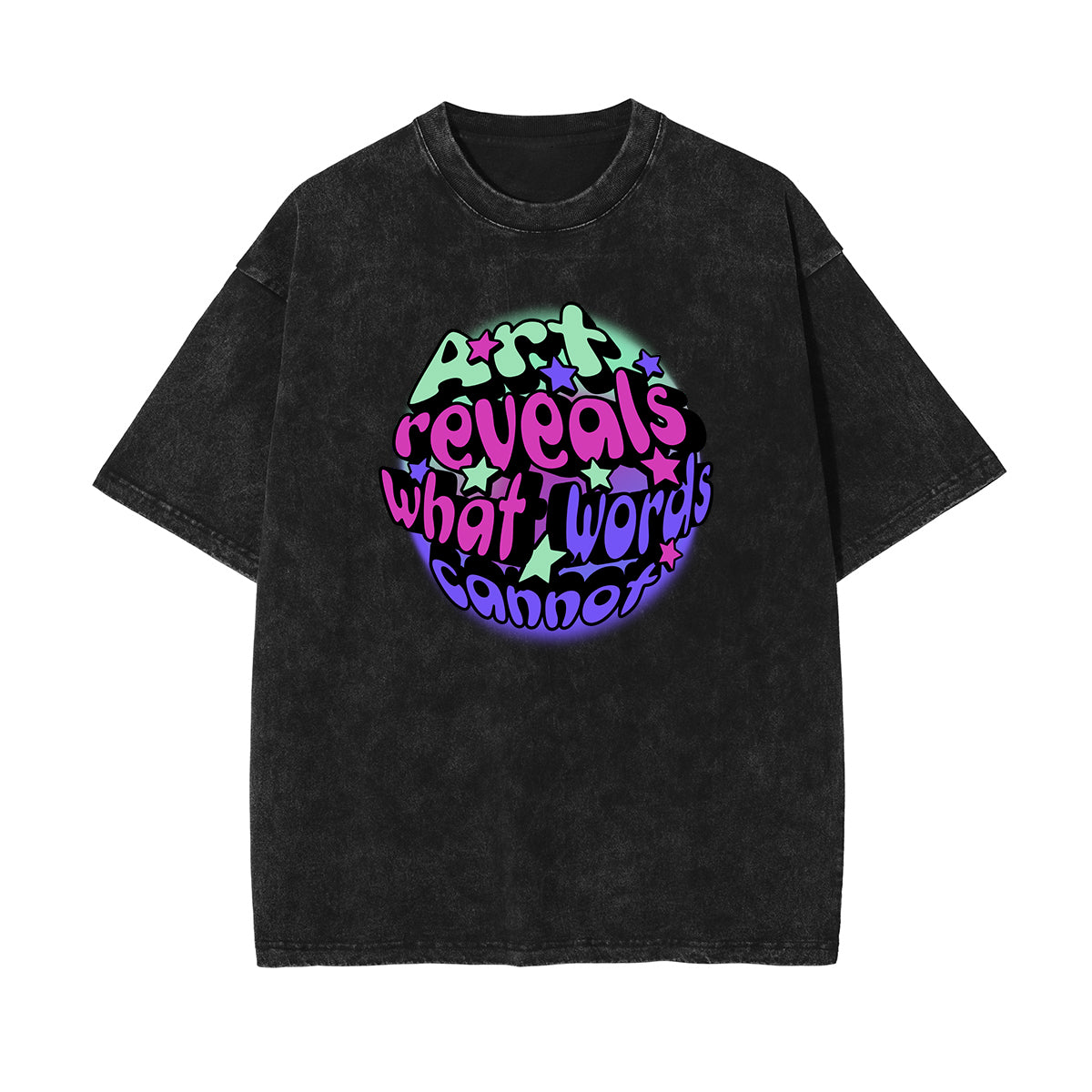 Camiseta de algodón con gráfico de arte abstracto lavado