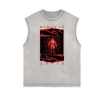 Camiseta sin mangas con estampado de arte abstracto desgastado