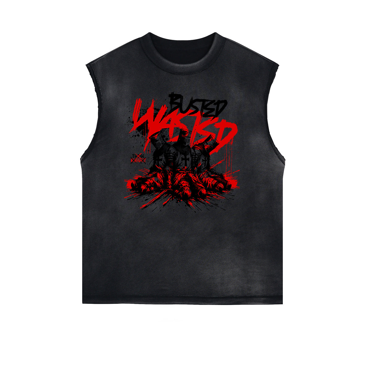 Camiseta sin mangas con gráfico de arte abstracto con bordes deshilachados