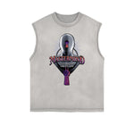 Camiseta sin mangas con estampado de arte abstracto desgastado