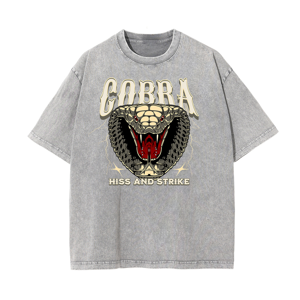 Camiseta con estampado de serpiente lavado a la piedra