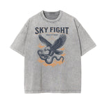 Camiseta con estampado de serpiente lavado a la piedra