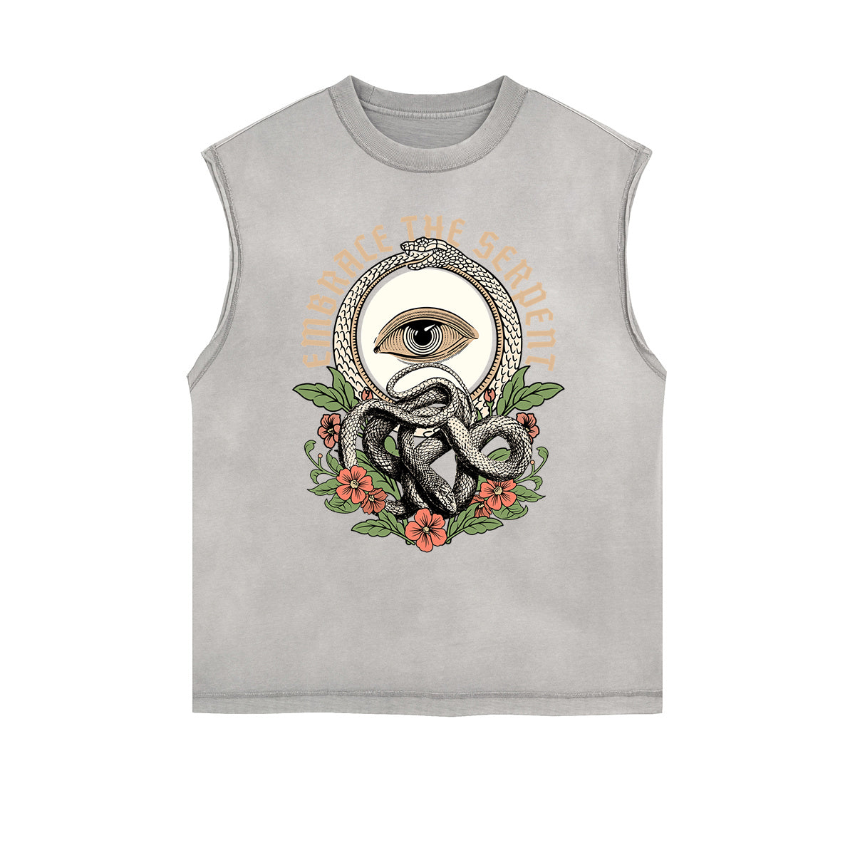 Camiseta sin mangas con estampado de serpiente desgastada