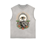 Camiseta sin mangas con estampado de serpiente desgastada