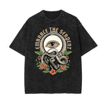 Camiseta de algodón con gráfico de serpiente lavada