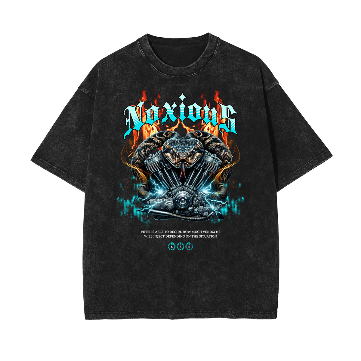 Camiseta de algodón con gráfico de serpiente lavada