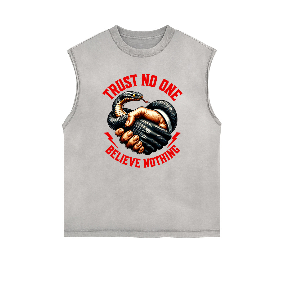 Camiseta sin mangas con estampado de serpiente desgastada