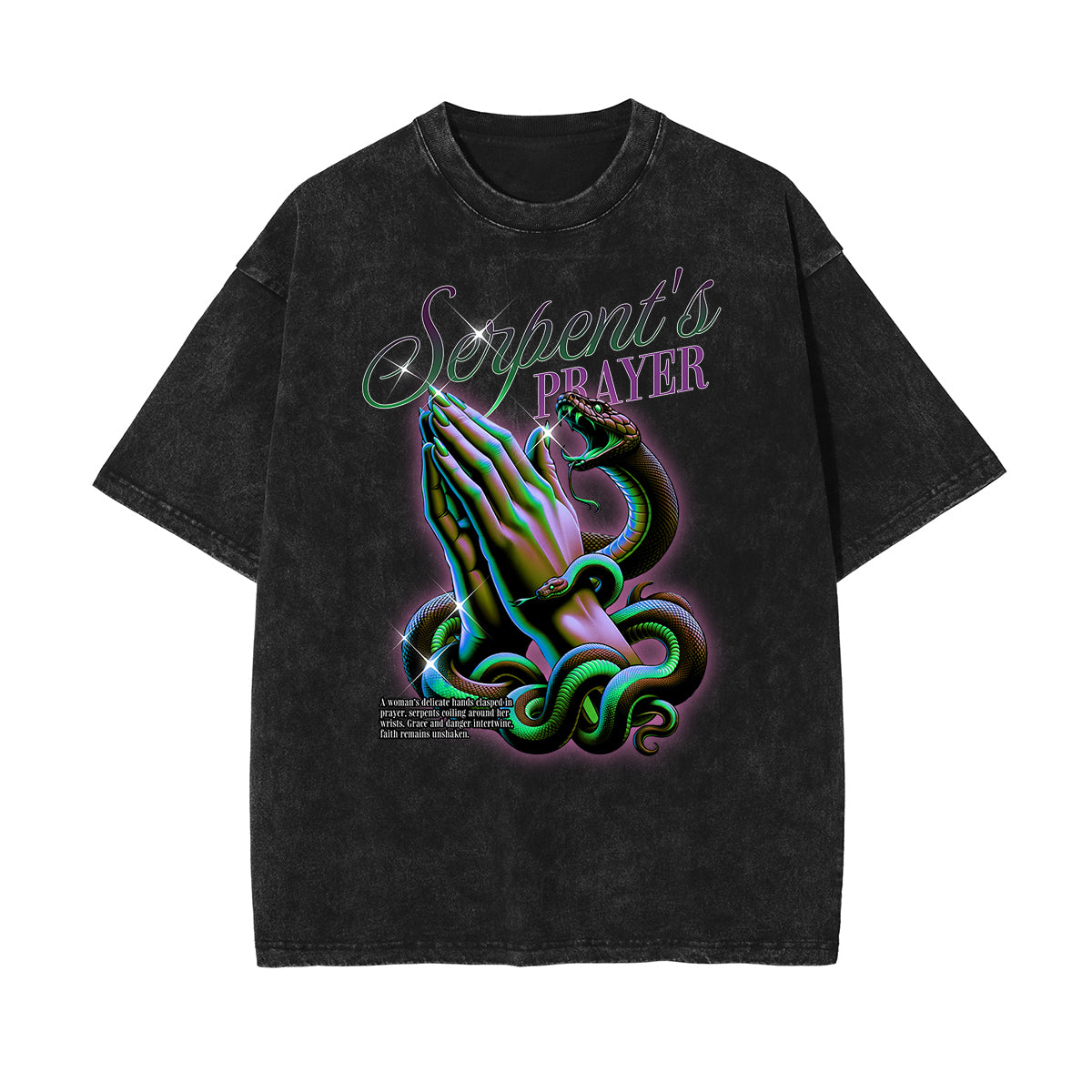 Camiseta de algodón con gráfico de serpiente lavada