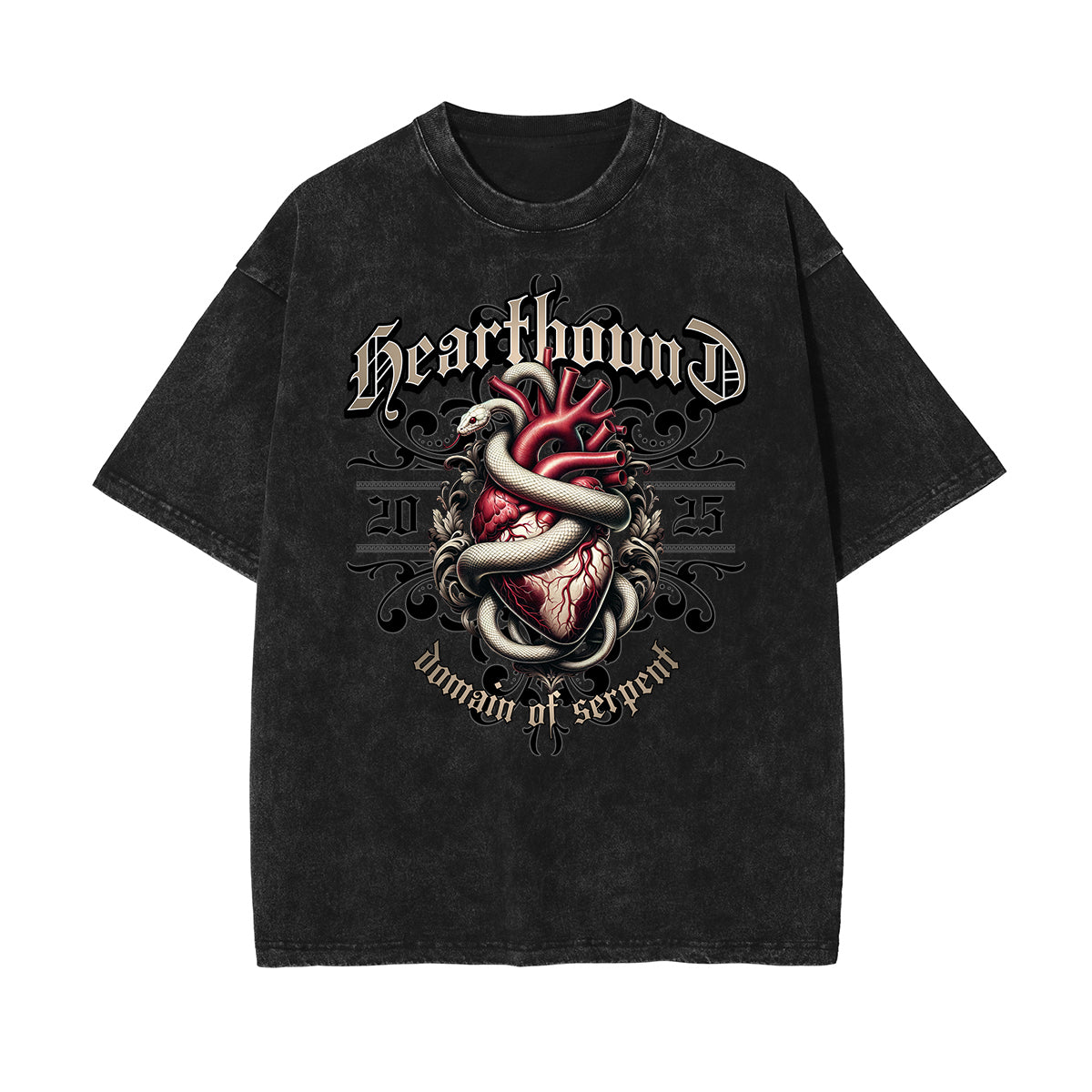 Camiseta de algodón con gráfico de serpiente lavada