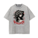 Camiseta con estampado de serpiente lavado a la piedra