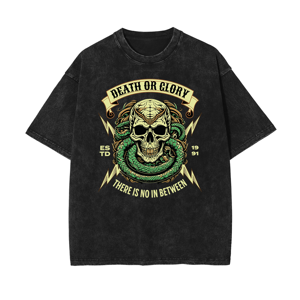 Camiseta de algodón con gráfico de serpiente lavada