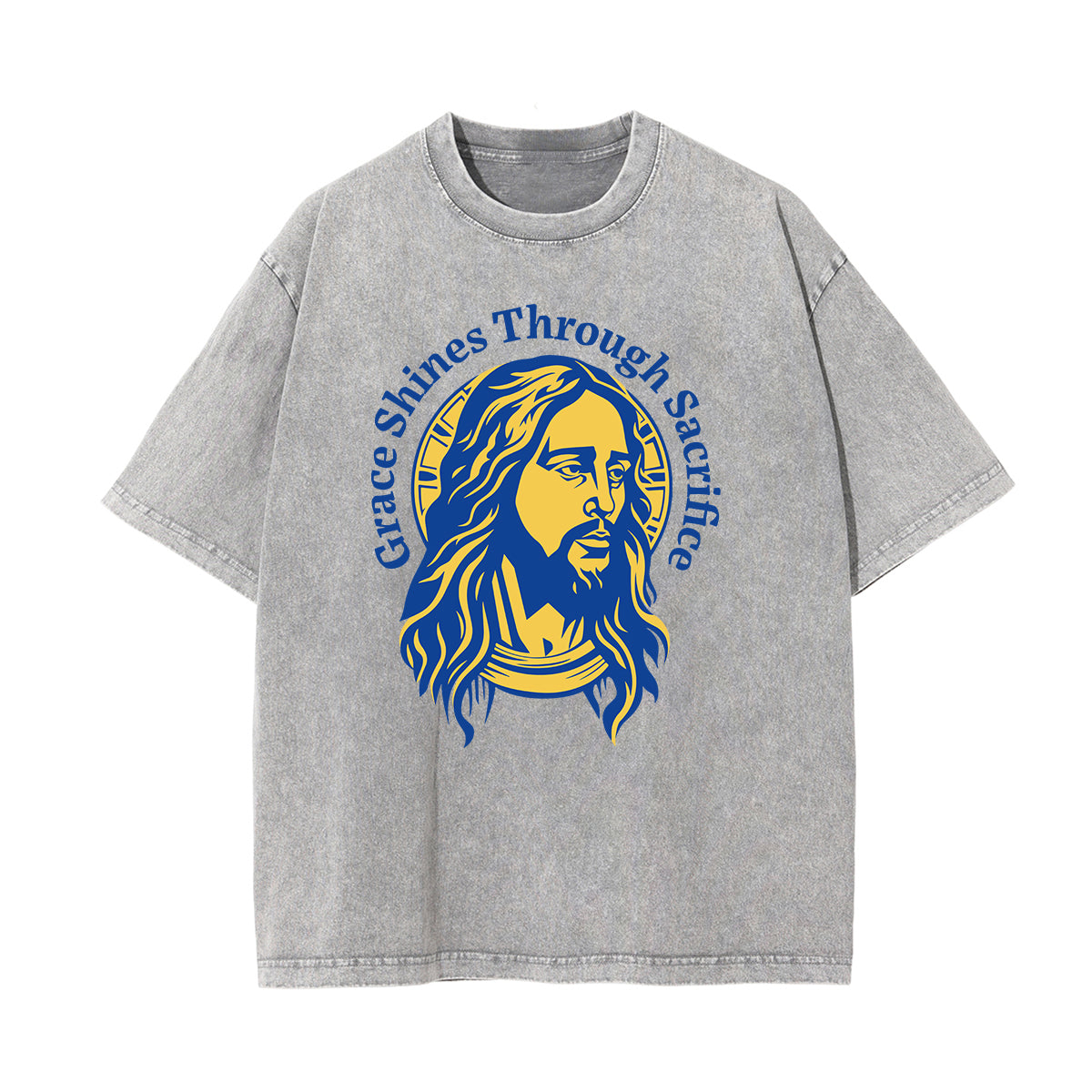 Camiseta de algodón con gráfico de Jesús lavado