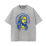 Camiseta de algodón con gráfico de Jesús lavado