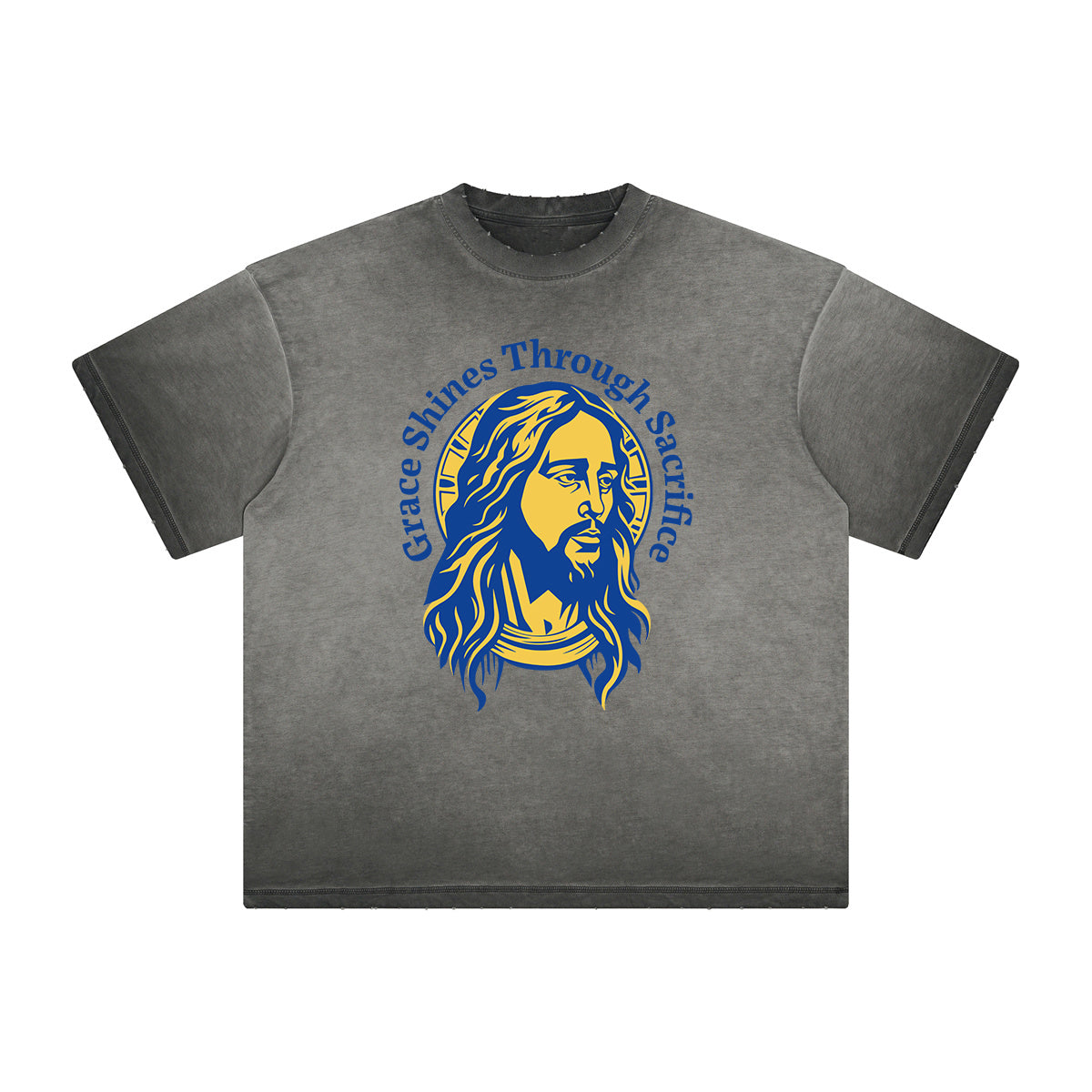 Vintage Frayed Jesus Pattern Tee