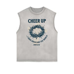 Camiseta sin mangas con estampado de Jesús desgastada