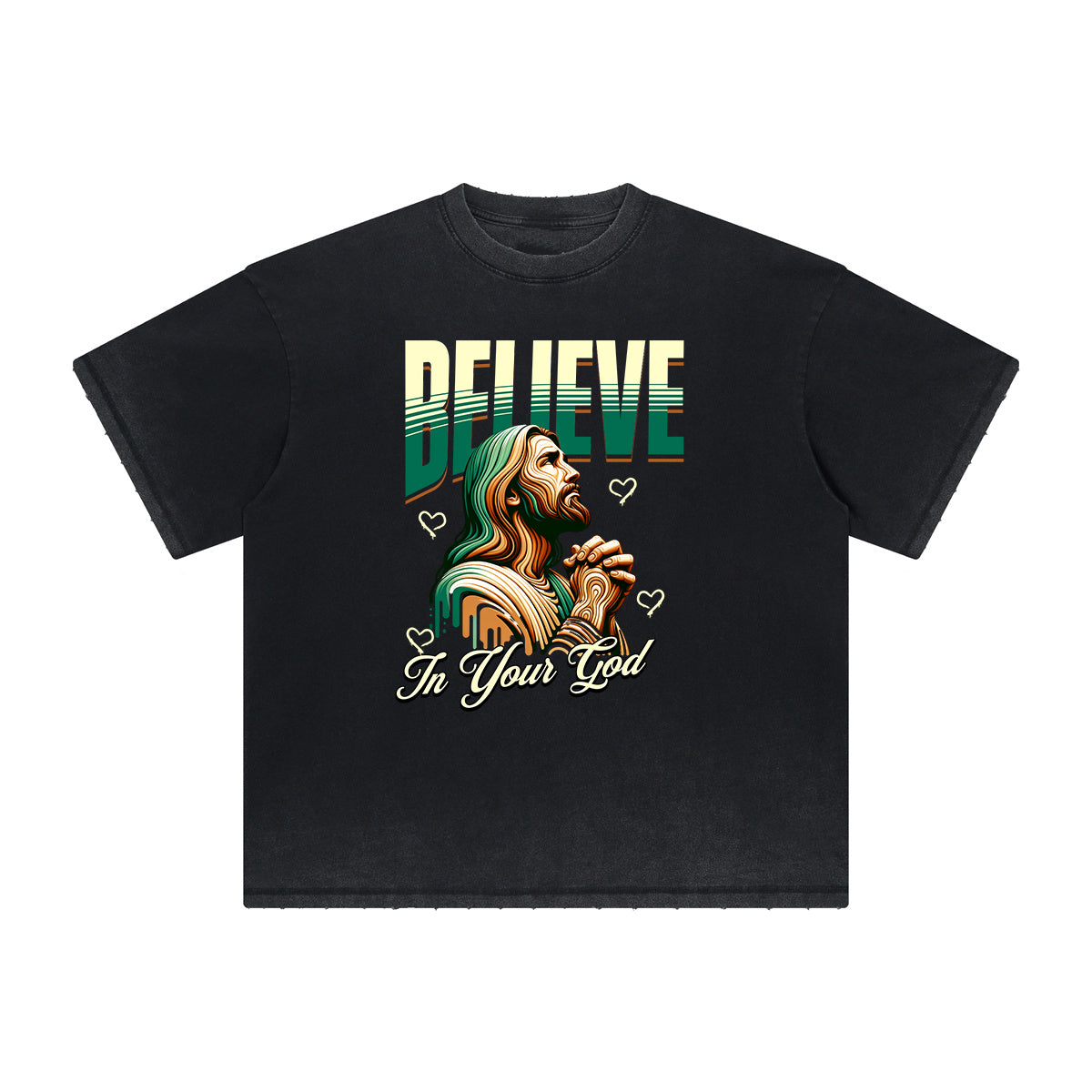 Thick Faded Jesus Graphic T Shirt