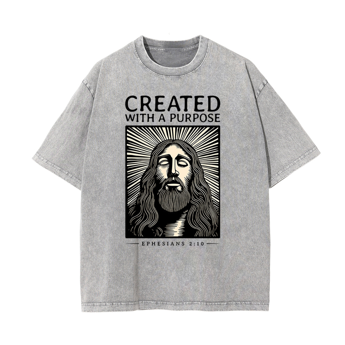 Camiseta de algodón con gráfico de Jesús lavado