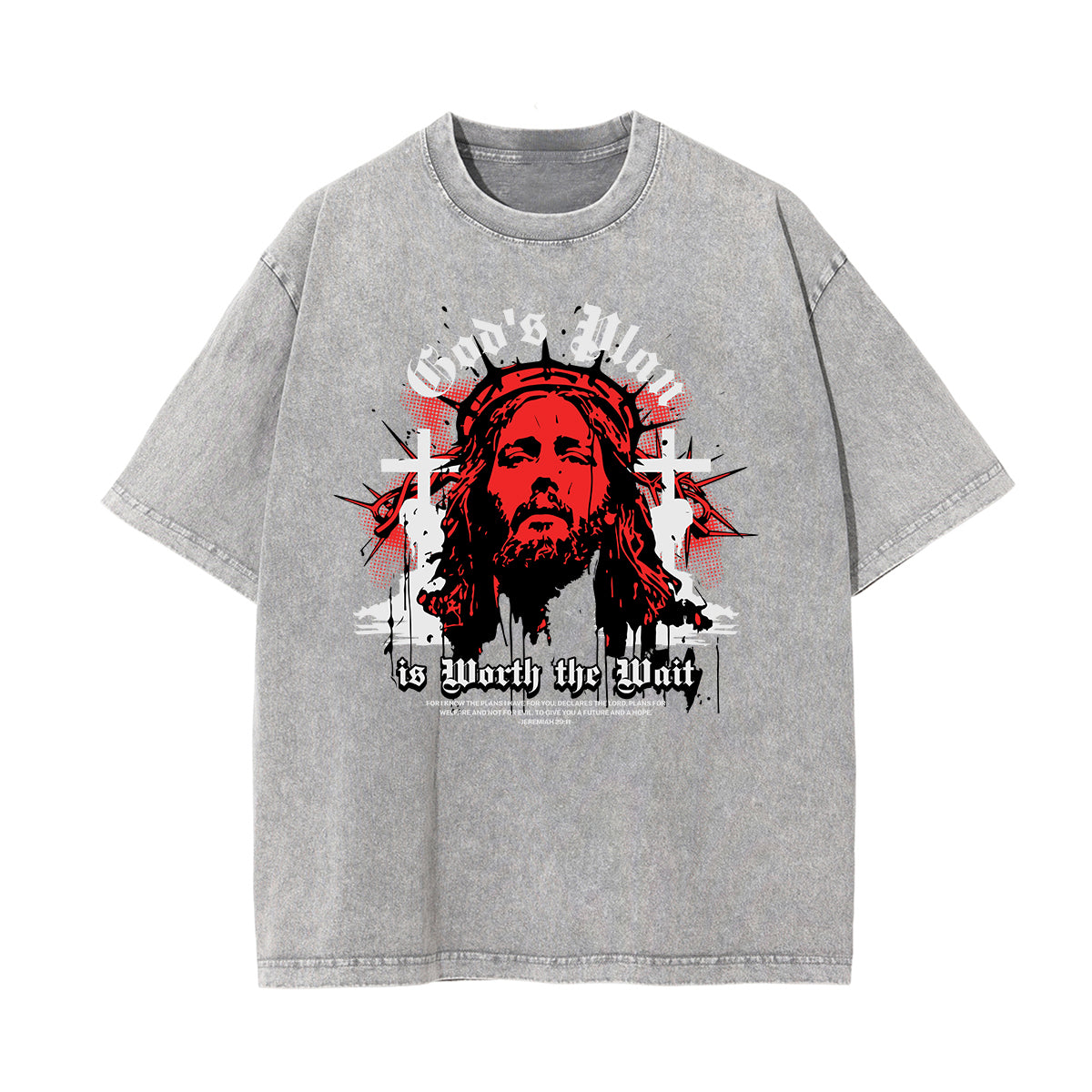 Camiseta de algodón con gráfico de Jesús lavado