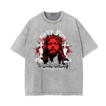 Camiseta de algodón con gráfico de Jesús lavado