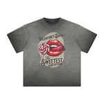 Thick Faded Red Lips Graphic T Shirt