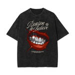 Washed Red Lips Graphic Cotton Tee