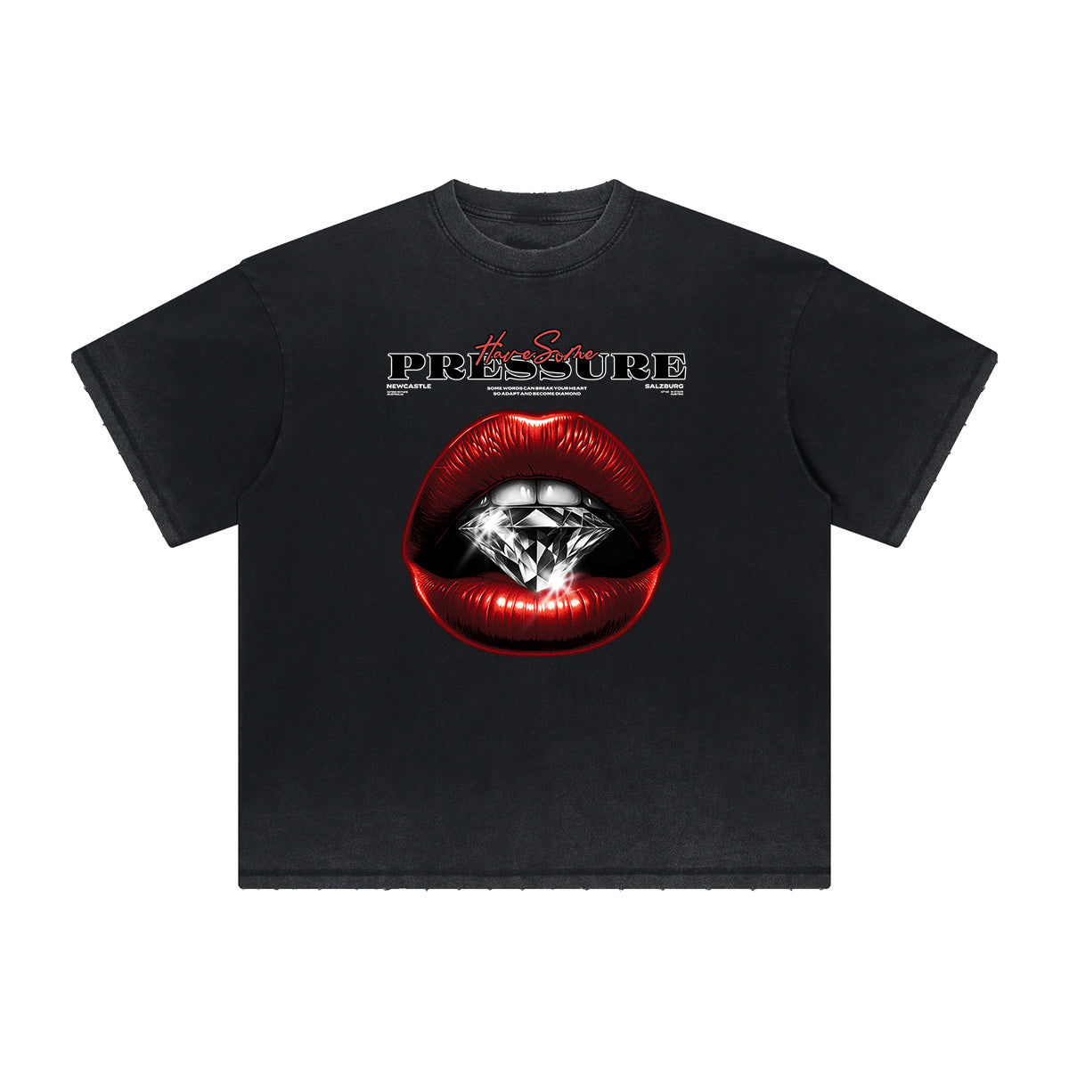 Vintage Frayed Red Lips Pattern Tee