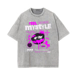 Camiseta con estampado de labios rojos lavados a la piedra