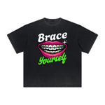 Vintage Frayed Red Lips Pattern Tee