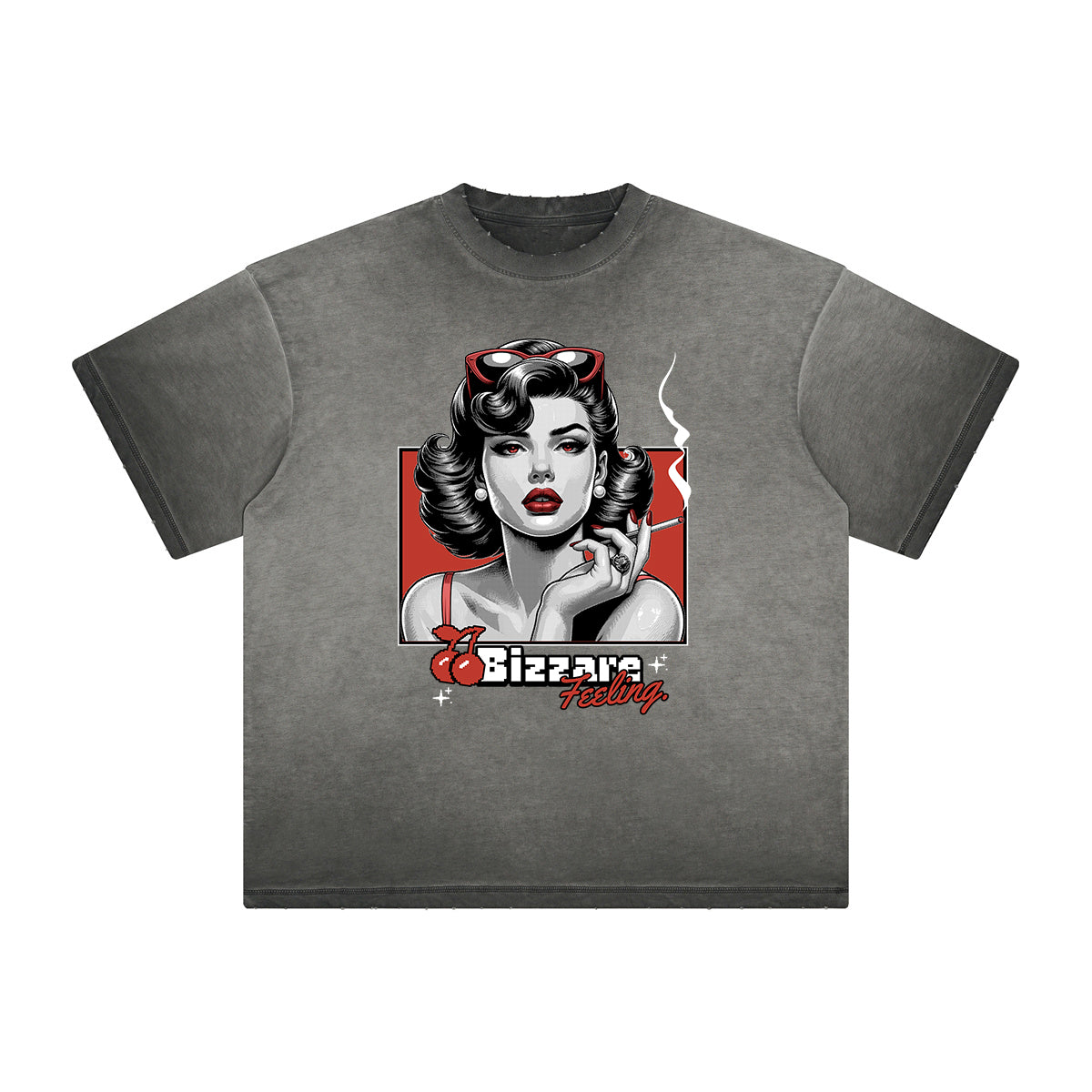 Thick Faded Red Lips Graphic T Shirt