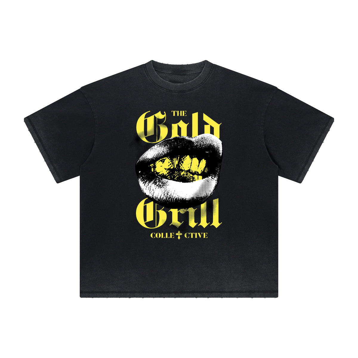 Vintage Frayed Red Lips Pattern Tee