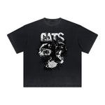 Thick Faded Cat Graphic T Shirt